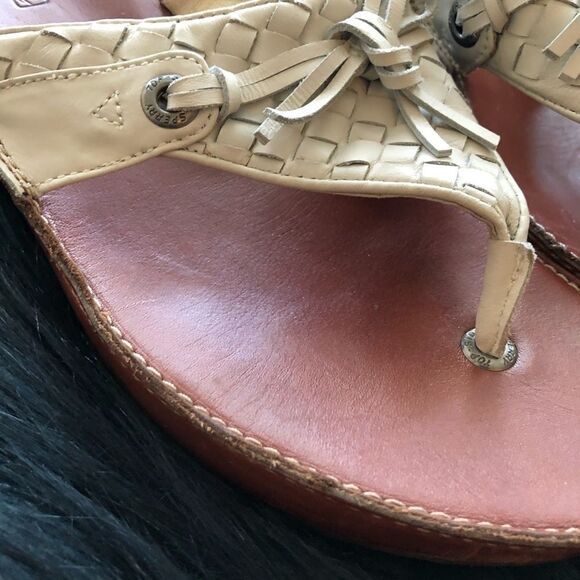 Sperry top sider woven leather white sandal sz 8 - Picture 2 of 10